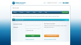 Safety Insurance | My Account: Login