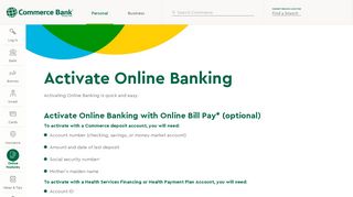 Activate Online Banking | Commerce Bank