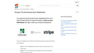 Access the Commerce Sync Dashboard – Help Center
