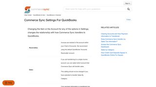 Commerce Sync Settings for QuickBooks – Help Center