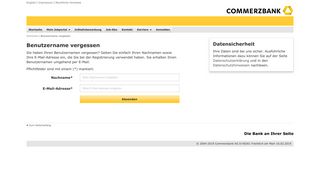 Forgot username | Commerzbank AG
