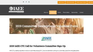 2019 Committee Descriptions/Volunteer Form - IAEE CTC
