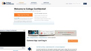 Common App -can't log in — College Confidential