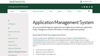 Application Management System | Dartmouth Admissions