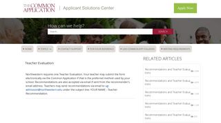 Teacher Evaluation - Common App Solutions Center