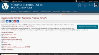 Supplemental Nutrition Assistance Program (SNAP) - Virginia ...