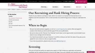 Our Recruiting and Bank Hiring Process | First Commonwealth Bank