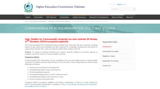 Commonwealth Scholarships for Doctoral Studies - Hec