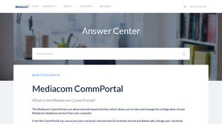 Mediacom CommPortal - Answer Center - Service