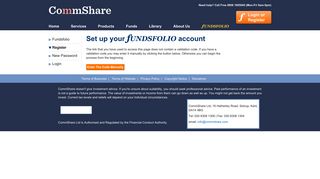 Set up your FUNDSFOLIO account - CommShare