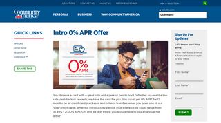 Intro 0% APR Offer | CommunityAmerica Credit Union
