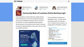 Community Bank of Louisiana Online Banking Login - CC Bank