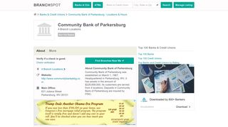 Community Bank of Parkersburg - 4 Locations, Hours, Phone ...