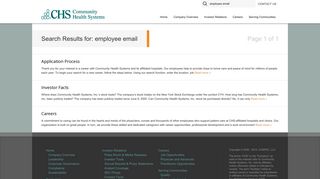 employee email | Search Results | Community Health Systems (CHS)