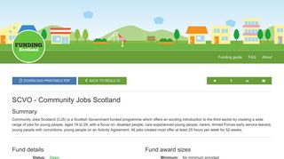 SCVO - Community Jobs Scotland - Funding Scotland |