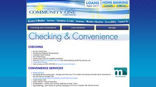 Checking and Convenience - Community One Credit Union