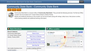 Community State Bank in Starke Florida - 811 South Walnut Street ...
