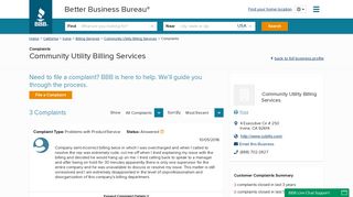 Community Utility Billing Services | Complaints | Better Business ...