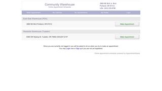 Community Warehouse - Online Appointment Scheduler