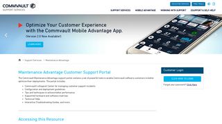 Maintenance Advantage Customer Support Portal - Commvault