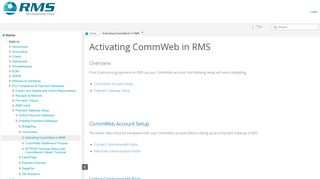 Activating CommWeb in RMS - RMS Knowledge Base