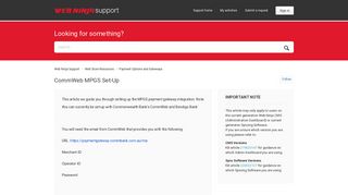 CommWeb MPGS Set-up – Web Ninja Support