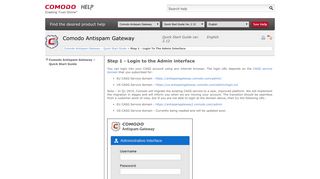 Step 1 - Login to the Admin interface, Spam Protection ... - Comodo Help