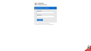 Comodo Antispam Gateway Login Page