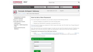 How to Get a New Password | Antispam| Comodo Antispam