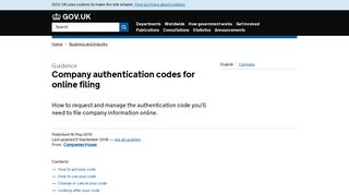 Company authentication codes for online filing - GOV.UK