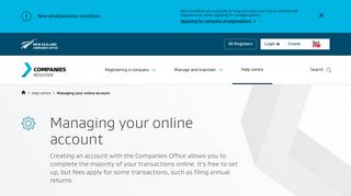 Managing your online account | Companies Register