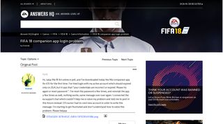 FIFA 18 companion app login problem - Answer HQ