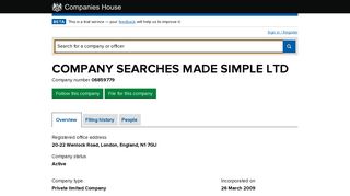 COMPANY SEARCHES MADE SIMPLE LTD - Overview (free ...