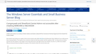 Companyweb and SharePoint Central Admin not accessible after ...