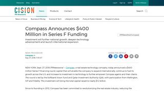 Compass Announces $400 Million in Series F Funding - PR Newswire