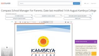 Compass School Manager For Parents. Date last modified 14 th ...