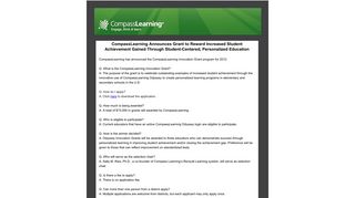 CompassLearning Announces Grant to Reward Increased Student ...