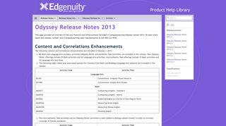 Odyssey Release Notes 2013 - Compass Learning MT 4