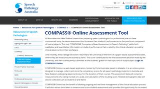 Compass Online Assessment Tool - Speech Pathology Australia