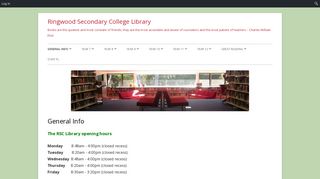 General Info | Ringwood Secondary College Library