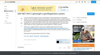 ASP.NET MVC Lightweight Login/Registration system - Stack Overflow