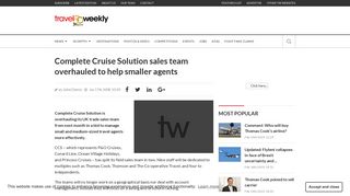 Complete Cruise Solution sales team overhauled to help smaller agents
