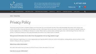 Privacy Policy | Complete Dental Staffing
