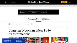Complete Nutrition offers body transformations - Pomerado News