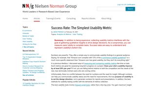 Success Rate: The Simplest Usability Metric - Nielsen Norman Group