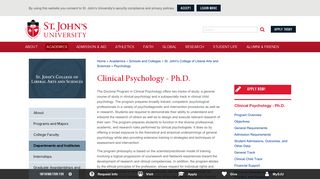 Clinical Psychology - Ph.D. | St. John's University