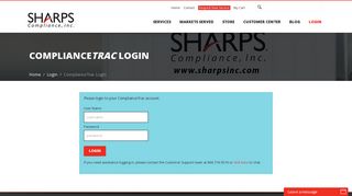 ComplianceTrac Login | Sharps Compliance