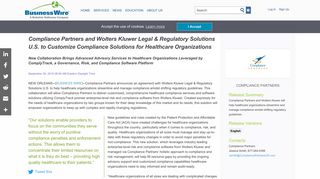 Compliance Partners and Wolters Kluwer Legal & Regulatory ...