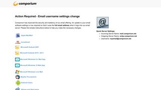 Action Required - Email username settings change