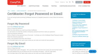 CertMaster Forgot Password or Email - CompTIA